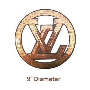 Large Luxury Fashion Sequins Gold Iron on Patch 9"